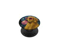 Golden Retriever Art Chien Soufflant Rose Bubble Gum PopSockets PopGrip Adhésif