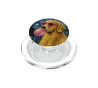 Golden Retriever Art Chien Soufflant Rose Bubble Gum PopSockets PopGrip pour MagSafe