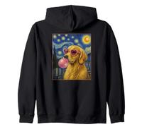 Golden Retriever Art Chien Soufflant Rose Bubble Gum Sweat à Capuche
