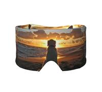 Golden Retriever au coucher du soleil,Masque pour les yeux bloquant la lumière Cache-yeux et cache-oreilles pour le sommeil