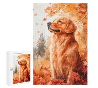 Golden Retriever Autumn Scene Puzzle 1000 Pièces Educa Jouet en Bois Cadeau Unique Décoration Intérieure Jeu Éducatif Challenge Toy Adultes Et Enfants À Partir De 14 Ans 1000 PCS