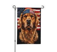 Golden Retriever avec drapeau américain Bandana Drapeau de jardin double face Petits drapeaux pour cour Convient pour extérieur ou jardin Patio Yard Decor 18x12in