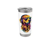 Golden Retriever avec Lunettes de Soleil J'aime les Chiens Gobelet isotherme en acier inoxydable double paroi