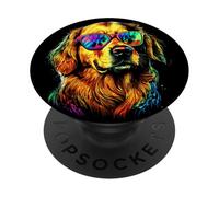 Golden Retriever avec Lunettes de Soleil J'aime Les Chiens PopSockets PopGrip Adhésif