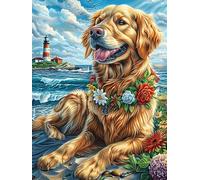 Golden Retriever avec tournesols by Sea 1000 Pièces Puzzle Adolescent en Carton Anti-Déchirure Difficulté Moyenne Activité Éducative Passe-Temps Petit Prix Pas Cher Premium 1000 PCS