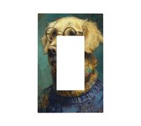 Golden Retriever avec verres circulaires - Plaque murale à bascule simple - Décoration pour la maison, la cuisine, la salle de bain