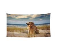 Golden Retriever - Bannière de fond personnalisable pour événements - Décoration extérieure/intérieure avec œillets métalliques pour festivals et fêtes