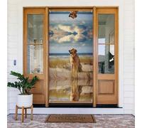 Golden Retriever Bannière de porte festive avec corde, couverture de porte réutilisable pour Halloween, Noël, décoration extérieure en polyester