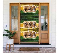 Golden Retriever - Bannière de porte festive avec corde, couverture de porte réutilisable pour Halloween, Noël, décoration extérieure en polyester