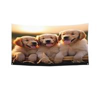 Golden Retriever - Bannière personnalisable pour événements - Décoration extérieure/intérieure avec œillets métalliques pour festivals et fêtes
