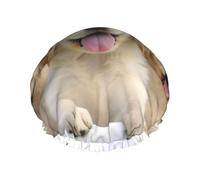 Golden Retriever Bonnet de douche pour homme et femme - Grand bonnet de douche réutilisable double couche imperméable - Bande élastique - Pour toutes les coiffures - Facile à transporter