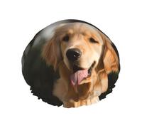 Golden Retriever Bonnet de douche réutilisable et imperméable pour homme et femme avec bande élastique - Bonnet de bain double couche lavable pour toutes les coiffures - Facile à transporter