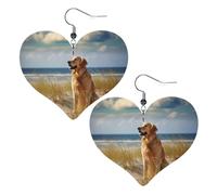 Golden Retriever Boucles d'oreilles élégantes en cuir en forme de cœur Accessoires tendance et uniques pour un usage quotidien, taille unique