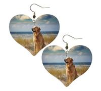 Golden Retriever Boucles d'oreilles élégantes en cuir en forme de cœur Accessoires tendance et uniques pour un usage quotidien, taille unique