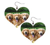 Golden Retriever - Boucles d'oreilles élégantes en cuir en forme de cœur - Accessoires tendance et uniques pour un usage quotidien, taille unique