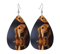 Golden Retriever Boucles d'oreilles en cuir pour femme - Boucles d'oreilles pendantes en forme de larme, parfaites pour les fêtes et accessoires de costume, taille unique, cuir, sans pierre précieuse