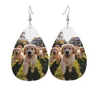 Golden Retriever Boucles d'oreilles pendantes en cuir en forme de goutte d'eau élégantes et légères pour femmes et filles, taille unique, cuir, sans pierre précieuse