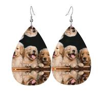 Golden Retriever Boucles d'oreilles pendantes en cuir pour femme et fille Motif chiens et chiots