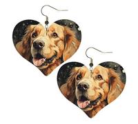 Golden Retriever Boucles d'oreilles pendantes légères en cuir pour femme en forme de cœur, One Size, Pas de gemme