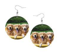 Golden Retriever - Boucles d'oreilles rondes élégantes en cuir - Accessoires tendance et uniques pour un usage quotidien, taille unique