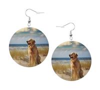 Golden Retriever Boucles d'oreilles rondes élégantes en cuir - Accessoires tendance et uniques pour un usage quotidien, taille unique