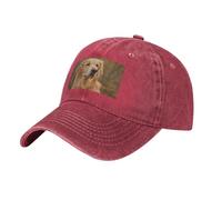 Golden Retriever Casquette de baseball vintage délavée pour papa Chapeau de golf pour homme et femme Casquette à visière réglable, Rouge, taille unique