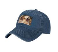 Golden Retriever Casquette de baseball vintage délavée vieillie pour homme et femme Visière réglable, bleu marine, Taille unique