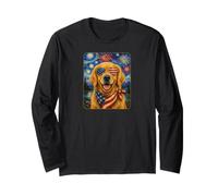 Golden Retriever Chien Portant des Lunettes Drapeau américain Manche Longue