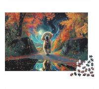 Golden Retriever Chiot dans Le Chemin de l'automne Puzzle Défi 1000 Pièces pour Adultes, Jeux Éducatifs, Pet Puzzle Cadeau Pratique Et Décoration De Maison 70x50cm/1000pcs