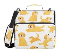 Golden Retriever Classeur à 3 anneaux avec bandoulière et poignée avec poche zippée 3,8 cm