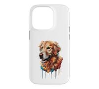 Golden Retriever Coloré Splatter Art Aquarelle Peint Coque pour iPhone 14 Pro