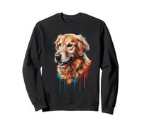 Golden Retriever Coloré Splatter Art Aquarelle Peint Sweatshirt