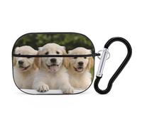 Golden Retriever Coque pour AirPods Pro avec anneau porte-clés - Coque rigide en polycarbonate pour AirPods Pro de 2e génération pour homme et femme - Facile à ouvrir - Style noir