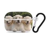 Golden Retriever Coque pour AirPods Pro avec anneau porte-clés - Coque rigide en polycarbonate pour AirPods Pro de 2e génération pour homme et femme - Facile à ouvrir - Style blanc