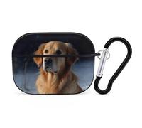 Golden Retriever Coque pour AirPods Pro avec anneau porte-clés - Coque rigide en polycarbonate pour AirPods Pro de 2e génération pour homme et femme - Facile à ouvrir - Style noir