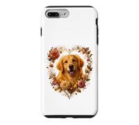 Golden Retriever Couronne de cœur Floral Cadeau pour Les Amoureux des Chiens Coque pour iPhone 7 Plus/8 Plus