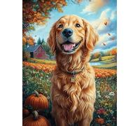 Golden Retriever dans Le Jardin 1000 Pieces Casse-tête Amateur d'art en Carton Haute Qualité Contes de fées Animaux et Plantes Difficile Niveau Expert Décoration Murale Cadeau Fête des Mères Haute Q