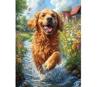 Golden Retriever dans l'eau 1000 Pieces Casse-tête Adulte en Carton sans Déformation Contes de fées Animaux et Plantes Très Difficile Haute Difficulté Anti-Stress Décoration Murale Cadeau Noël Pas C