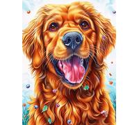 Golden Retriever dans Les Fleurs 1000 Pièces Puzzle Créatif en Carton Rigide sans Déformation Contes de fées Animaux et Plantes Difficulté Moyenne Activité Manuelle Loisir Créatif Cadeau Créatif Ann