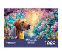 Golden Retriever dans Un Paysage de Conte de fées Puzzle De 1000 Pièces Chien de Compagnie Mignon Cadeau d'anniversaire Parfait pour Enfants Et Adultes 52x38cm/1000pcs