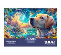 Golden Retriever dans Un Paysage de Conte de fées Vibrant Puzzle De 1000 Pièces Chien de Compagnie Mignon Cadeau d'anniversaire Parfait pour Enfants Et Adultes 70x50cm/1000pcs