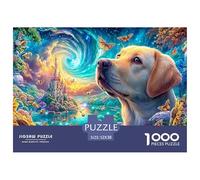 Golden Retriever dans Un Paysage de Conte de fées Vibrant Puzzle De 1000 Pièces Chien de Compagnie Mignon Cadeau Parfait pour Garçons, Filles, Hommes Et Femmes 52x38cm/1000pcs