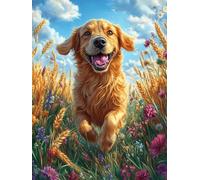 Golden Retriever dans une prairie fleurie 300 Pièces Puzzle Expert Confirmé En Carton Sans Déformation Animal sauvage et animal de compagnie Très Difficile Décoration Murale Collection Cadeau Fête Des