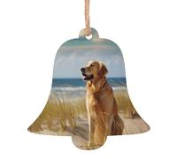Golden Retriever Décorations de Noël en bois imprimées - 4 formes au choix : ange, cloche, arbre, bonhomme de neige | Bois sculpté respectueux de l'environnement pour décoration de sapin de Noël avec