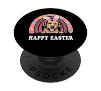 Golden Retriever Dog Easter Bunny Eggs Hunting Boho Rainbow PopSockets PopGrip Adhésif