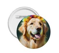 Golden Retriever Dog - Épingle ronde en émail imprimé personnalisé - Badge en alliage métallique pour veste, sac, idée cadeau., L, Plastique