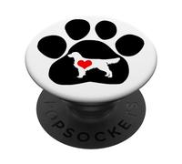 Golden Retriever Dog Paw Print Red Heart on White PopSockets PopGrip Adhésif