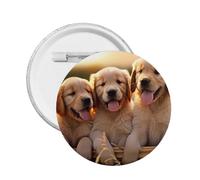 Golden Retriever Dog Puppies Pets - Épingle ronde en émail - Badge en alliage métallique pour veste, sac, idée cadeau., L, Plastique