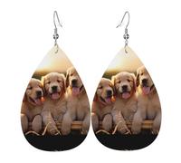 Golden Retriever Dogs Puppies Pets Cette boucle d'oreille en cuir ressemble à un pendentif goutte d'eau, tendance et polyvalente, hypoallergénique, taille unique