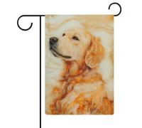Golden Retriever Drapeau de jardin en marbre doré en toile de jute double face 30,5 x 45,7 cm